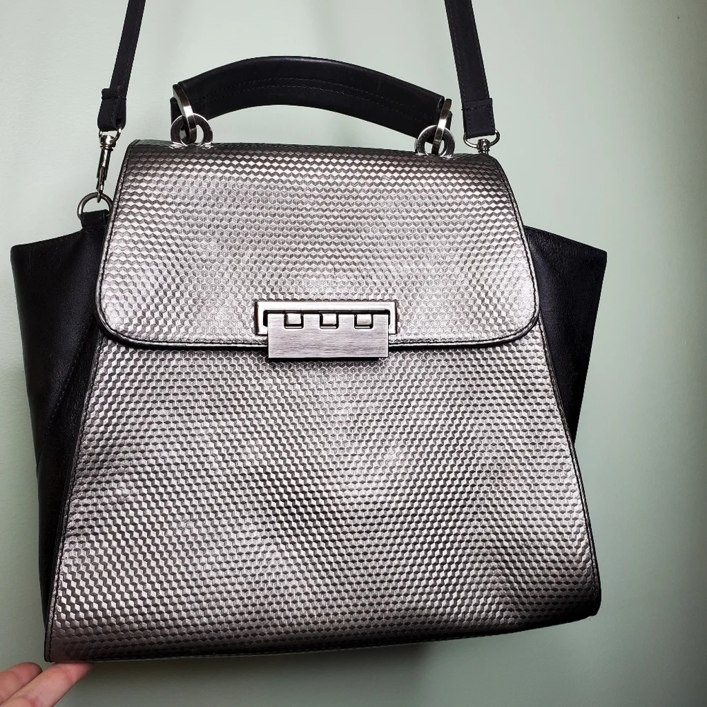 Zac Posen Black and Gunmetal Eartha Satchel